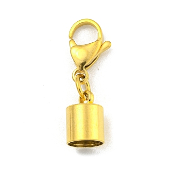 304 Stainless Steel Cord Ends, with Lobster Claw Clasps, Golden, 29mm, Inner Diameter: 7mm