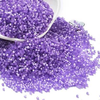 Imitation Cat Eyes Glass Seed Beads, Dyed, Cylinder, Blue Violet, 1.6x1.3mm, Hole: 0.8mm, about 6666pcs/50g