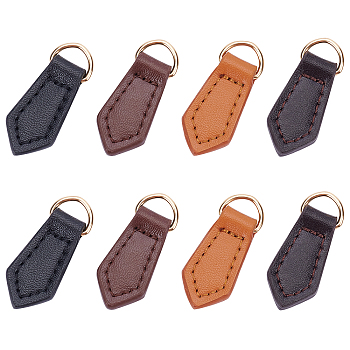 WADORN 8Pcs 4 Colors Genuine Leather Bag Accessories, with Iron D Ring, Bag Replacement Accessories, Light Gold, Mixed Color, 3.85x1.6x0.6cm, Hole: 4x9mm, 2pcs/color