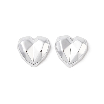 CCB Plastic Cabochons, Faceted, Heart, Platinum, 18.5x19x6mm