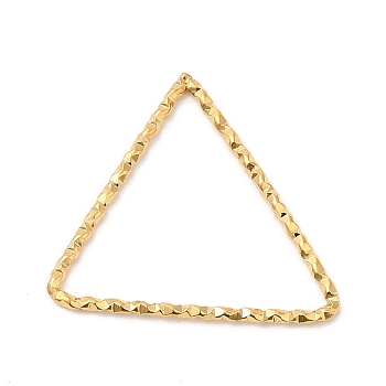 304 Stainless Steel Linking Rings, Textured, Triangle, Real 18K Gold Plated, 21x22x1mm, Inner Diameter: 19x18mm