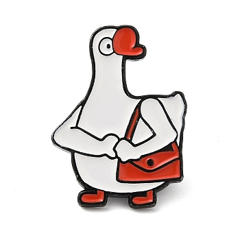 Goose Enamel Pins, Black Tone Alloy Brooches for Backpack Clothes, Bag, 28.5x20.5x2mm