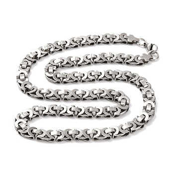 201 Stainless Steel Byzantine Chain Necklace, with 304 Stainless Steel Clasps, Stainless Steel Color, 24.06 inch(61.1cm)