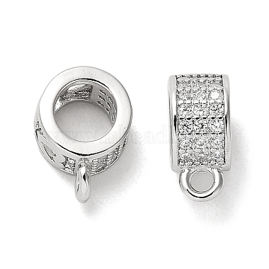 Real Platinum Plated Clear Ring Brass+Cubic Zirconia Tube Bails
