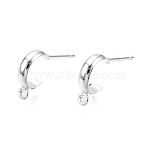 Brass Ear Stud Findings, 925 Sterling Silver Plated, 925 Sterling Silver Plated, 13x3mm, Pin: 0.8mm(KK-WH20013-03S)