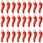 Alloy Enamel Pendants, Horn of Plenty/Italian Horn Cornicello Charms, Golden, Red, 27mm, 30pcs/set(FIND-SC0018-15A)