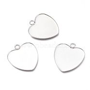 304 Stainless Steel Pendant Cabochons Settings for Fashion Jewelry, Milled Edge Bezel Cups, Heart, Silver & Green Patina, Tray: 23x25mm, 28.5x25.5x1.5mm, Hole: 3mm(STAS-M283-01P-B)
