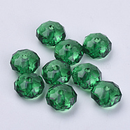Transparent Acrylic Beads, Faceted, Rondelle, Dark Green, 10x6mm, Hole: 1.6mm, about 1290pcs/500g(TACR-Q258-10mm-V17)