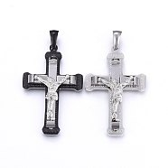 Easter Theme 304 Stainless Steel Pendants, Crucifix Cross, Mixed Color, 38x25x7mm, Hole: 7x3.5mm(STAS-H463-03)