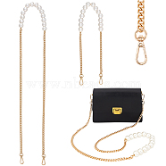WADORN 2Pcs 2 Style Plastic Imitation Pearl Beaded Bag Straps, with Iron Curb Chains & Alloy Swivel Clasps, for Purse Handle Replacement, Golden, 61.2~121cm, 1pc/style(DIY-WR0002-72G)