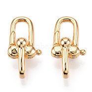 Brass D-Ring Anchor Shackle Clasps, for Jewelry Making, Real 18K Gold Plated, 20.5x11x8mm, Hole: 5x3mm(KK-N254-22G)