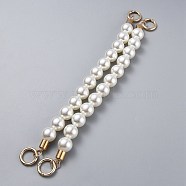 Bag Chain Straps, with ABS Plastic Imitation Pearl Beads and Light Gold Zinc Alloy Spring Gate Rings, for Bag Replacement Accessories, White, 32cm(AJEW-P076-11)