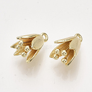 Brass Charms, Nickel Free, Flower, Real 18K Gold Plated, 14x9x10mm, Hole: 1.2mm(KK-T038-534G-NF)