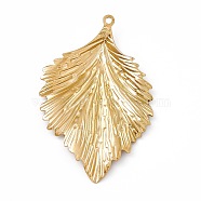 Ion Plating(IP) 304 Stainless Steel Bigs Pendants, Leaf Charm, Real 18K Gold Plated, 62x40x4mm, Hole: 2mm(STAS-B031-15G)