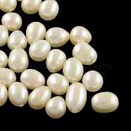 Natural Cultured Freshwater Pearl Rice Beads, Half Drilled Beads, Seashell Color, 8~11x6~7mm, Hole: 0.6~0.7mm(PEAR-R012-17)