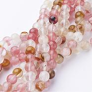 Tigerskin Glass Beads, Round, Colorful, Beads: 8mm in diameter, hole: 1mm. 15 inch, 48pcs/strand(GSR8mmY-1)