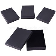 Paper Cardboard Necklace Boxes, Rectangle, Black, 18.2x14.1x3.75cm, 4pcs/set(CBOX-PH0002-05)