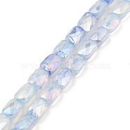 Imitation Jade Glass Beads Strands, AB Color Plated, Faceted, Rectangle, Light Steel Blue, 7x4.5x3mm, Hole: 1mm, about 70pcs/strand, 19.21''(48.8cm)(GLAA-P058-04A-07)