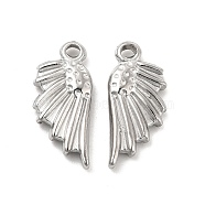 304 Stainless Steel Pendants, Wing Charm, Stainless Steel Color, 18x8x2.5mm, Hole: 1.4mm(STAS-B032-13P)
