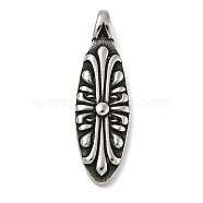 316 Surgical Stainless Steel Pendants, Antique Silver, Flower, 15.5x8mm, Hole: 4x6.5mm(STAS-Z073-75AS-05)