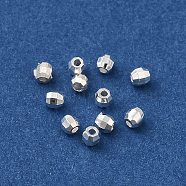 Brass Spacer Beads, Faceted, Barrel, 925 Sterling Silver Plated, 2x1.7mm, Hole: 0.8mm(KK-P249-02A-D)
