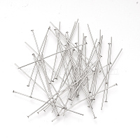 304 Stainless Steel Flat Head Pins, for DIY Beading Charm Making, Stainless Steel Color, 50x0.7mm, Head: 1.5mm