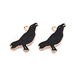 Halloween Theme Alloy Enamel Pendants, Cadmium Free & Lead Free, Light Gold, Bird, 21.5x17x1.5mm, Hole: 1.8mm(X-PALLOY-N176-46-RS)