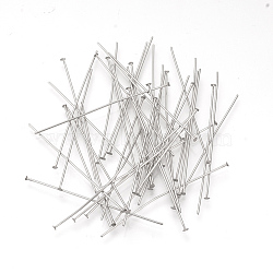304 Stainless Steel Flat Head Pins, for DIY Beading Charm Making, Stainless Steel Color, 50x0.7mm, Head: 1.5mm(X-STAS-Q218-01D)