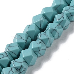 Synthetic Dyad Turquoise Star Cut Round Beads Strands, Faceted, 7~12x7~10x7~12mm, Hole: 1.2mm, about 25~26pcs/strand, 8.39''~8.62''(21.3~21.9cm)(G-M418-C02-01)