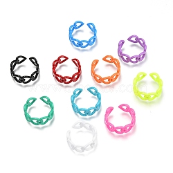 Spray Painted Brass Cuff Rings, Open Rings, Heart, Mixed Color, US Size 8, Inner Diameter: 18mm(KK-I683-31)