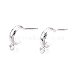 Brass Ear Stud Findings, 925 Sterling Silver Plated, 925 Sterling Silver Plated, 13x3mm, Pin: 0.8mm(KK-WH20013-03S)