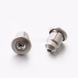 Tarnish Resistant 304 Stainless Steel Ear Nuts, Stainless Steel Color, 5.5x5mm, Hole: 0.5mm(STAS-E074-49)