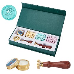 DIY Scrapbook, Brass Wax Seal Stamp, Wood Handle and Wax Sets, Mixed Color, Box: 112x250x35mm(DIY-WH0203-19A-01)