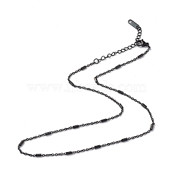 304 Stainless Steel Column Link Chain Necklace for Men Women, Gunmetal, 15.98 inch(40.6cm)(NJEW-K245-019C)