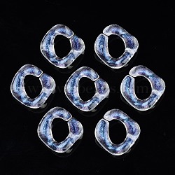 Transparent Acrylic Linking Rings, Quick Link Connectors, with Glitter Powder, Twisted Square, Clear, 17x16x4mm, about 1160pcs/500g(OACR-N008-104)