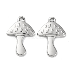 Anti-Tarnish 304 Stainless Steel Pendants, Mushroom Charm, Stainless Steel Color, 17.5x12x1.5mm, Hole: 1.4mm(STAS-K293-02P)