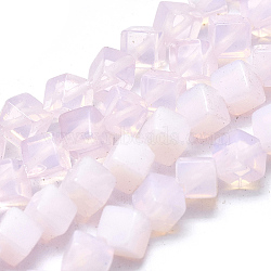 Opalite Beads Strands, Cube, 5.5x5.5x3.5~4mm, Hole: 0.8mm, Side Length: 4.5mm, about 78pcs/Sstrand, 15.35 inch(39cm)(G-L557-32C)