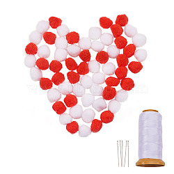 DIY Pom Pom Ball Decoration Making Kits, Including Pom Pom Balls, Nylon Threads and Iron Tapestry Needles, Mixed Color, Balls: 20mm/25mm, 100pcs/set(DIY-SZ0001-40B)