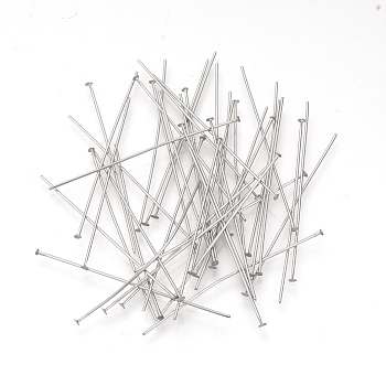 304 Stainless Steel Flat Head Pins, for DIY Beading Charm Making, Stainless Steel Color, 50x0.7mm, Head: 1.5mm