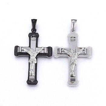Easter Theme 304 Stainless Steel Pendants, Crucifix Cross, Mixed Color, 38x25x7mm, Hole: 7x3.5mm
