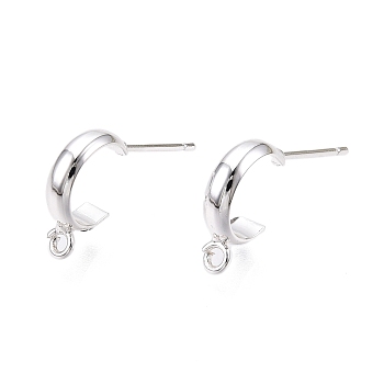 Brass Ear Stud Findings, 925 Sterling Silver Plated, 925 Sterling Silver Plated, 13x3mm, Pin: 0.8mm