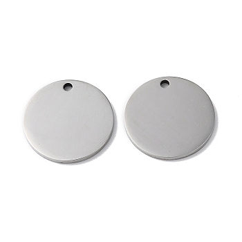 304 Stainless Steel Pendants, Stamping Blank Tag, Flat Round Charm, Stainless Steel Color, 18x1.3mm, Hole: 1.6mm