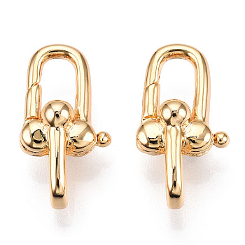 Brass D-Ring Anchor Shackle Clasps, for Jewelry Making, Real 18K Gold Plated, 20.5x11x8mm, Hole: 5x3mm