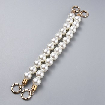 Bag Chain Straps, with ABS Plastic Imitation Pearl Beads and Light Gold Zinc Alloy Spring Gate Rings, for Bag Replacement Accessories, White, 32cm