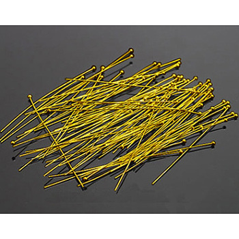 Brass Ball Head Pins, Golden, Size: about 0.6mm thick, 35mm long, about 260pcs/20g