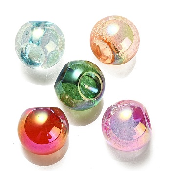 UV Plating Rainbow Iridescent Acrylic Beads, Round, Top Drilled, Mixed Color, 19x19x19mm, Hole: 3mm
