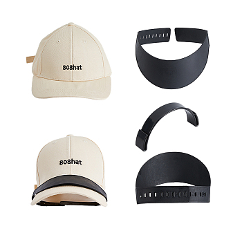 4Pcs 2 Styles Plastic Hat Brim Bender, Hat Curving Band Tool, with Hat Sizing Reducer Tape, Black, 135~390x25~55x2~12mm, 2pcs/style