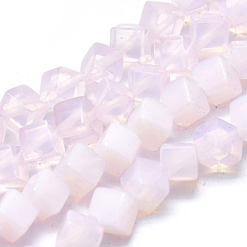 Opalite Beads Strands, Cube, 5.5x5.5x3.5~4mm, Hole: 0.8mm, Side Length: 4.5mm, about 78pcs/Sstrand, 15.35 inch(39cm)