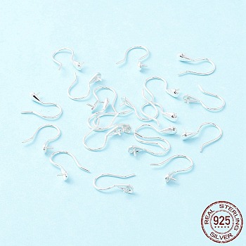 925 Sterling Silver Earring Hooks, For Half-drilled Beads, Teardrop, Silver, 15x3.5mm, 21 Gauge, Pin: 0.7mm and 0.6mm(for half drilled beads)