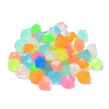Acrylic Luminous Cabochons, Decorate Accessories, Polygon Stone, Mixed Color, 14x11mm, about 300pcs/bag